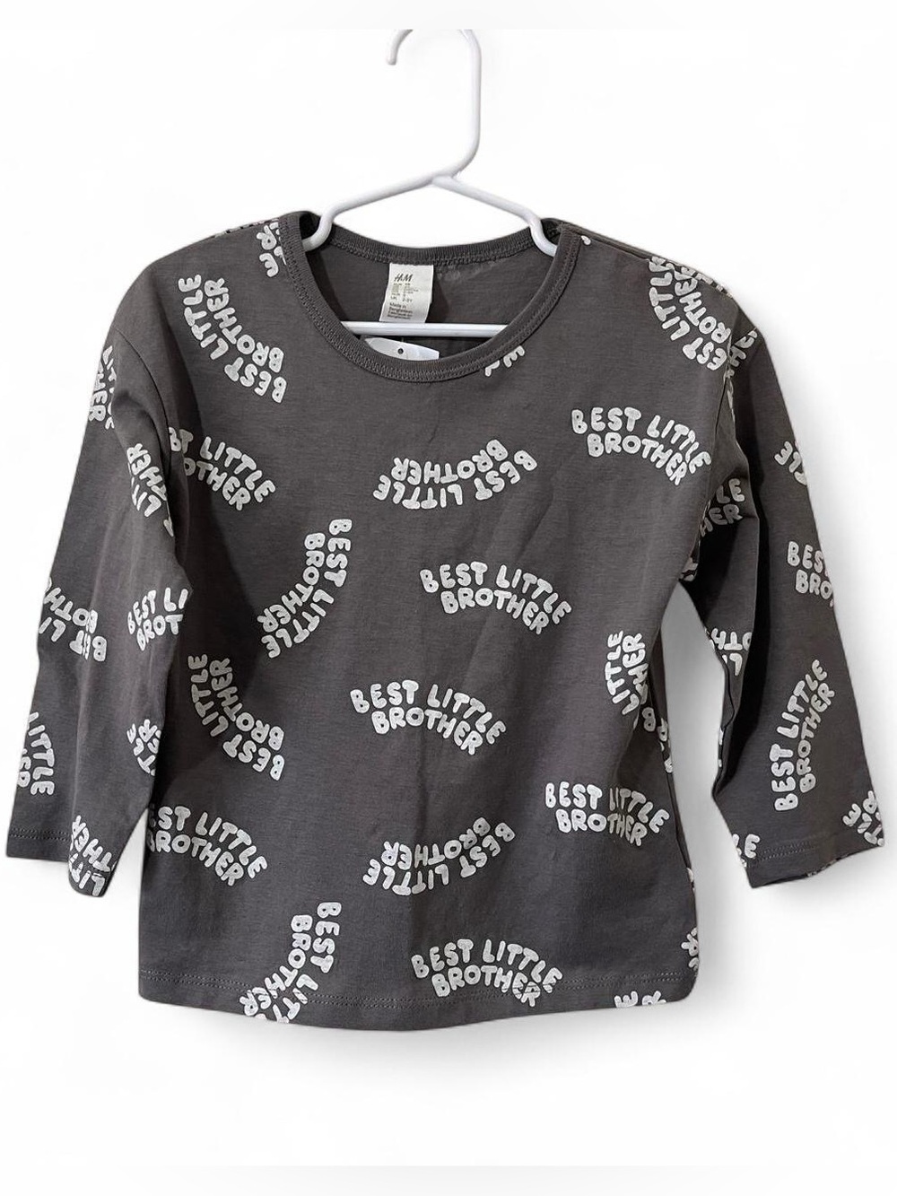 3T Boys H&M Long Sleeve Little Brother Crewneck T-Shirt 100% Cotton NWT